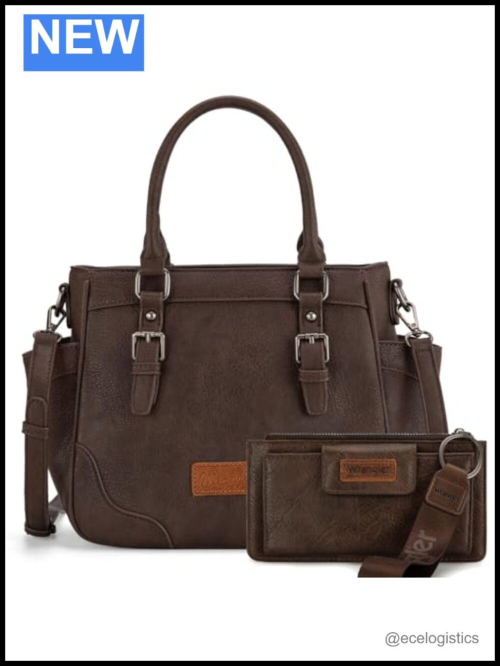 2pc Tote Bag and Wallet Set Faux Leather Crossbody with Card Cases